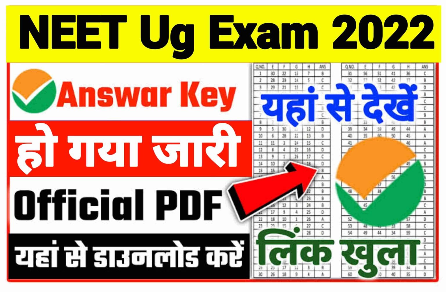 NEET UG 2022 Answer Key Out| NEET Ug Answer Key 2022