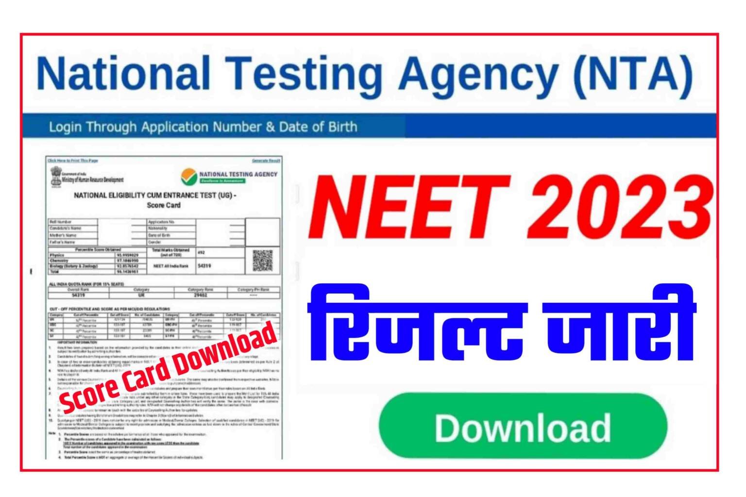 NEET Result 2023 Release: