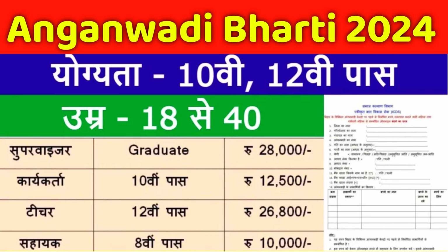 Anganwadi Supervisor Bharti 2024: