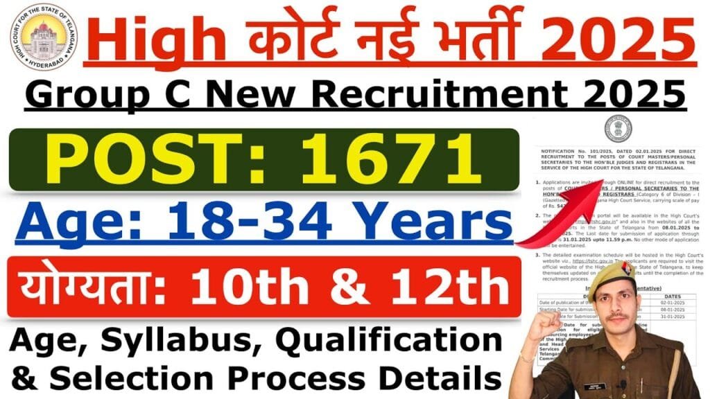 Telangana High Court Vacancy: हाई कोर्ट भर्ती का 1673 पदों पर 10वीं पास के लिए नोटिफिकेशन जारी आवेदन शुरू| High court of telangana recruitment 2025...