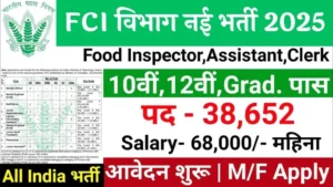 FCI Recruitment 2025: फ़ूड कारपोरेशन ऑफ़ इंडिया की तरफ से निकली भर्ती आवेदन यहां से करें